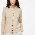 Legacy Wool Cardigan — Beige, studio product shot