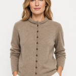 Legacy Wool Cardigan — Camel, studio product shot