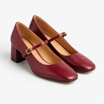 Capri Genuine Leather Mary Jane Heel — Wine, studio product shot