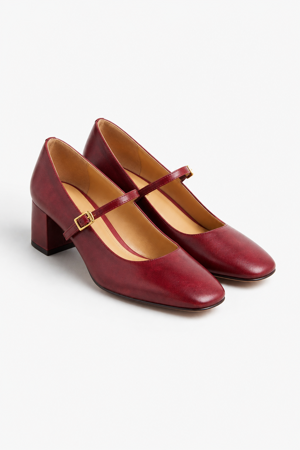 Capri Genuine Leather Mary Jane Heel — Wine, studio product shot