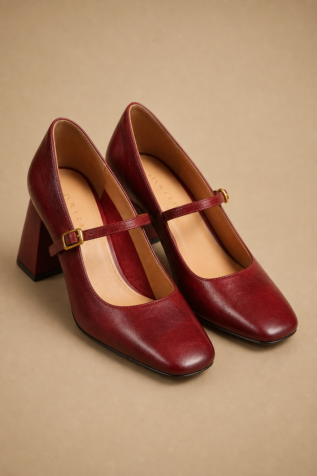 Capri Genuine Leather Mary Jane Heel — Wine, studio product shot