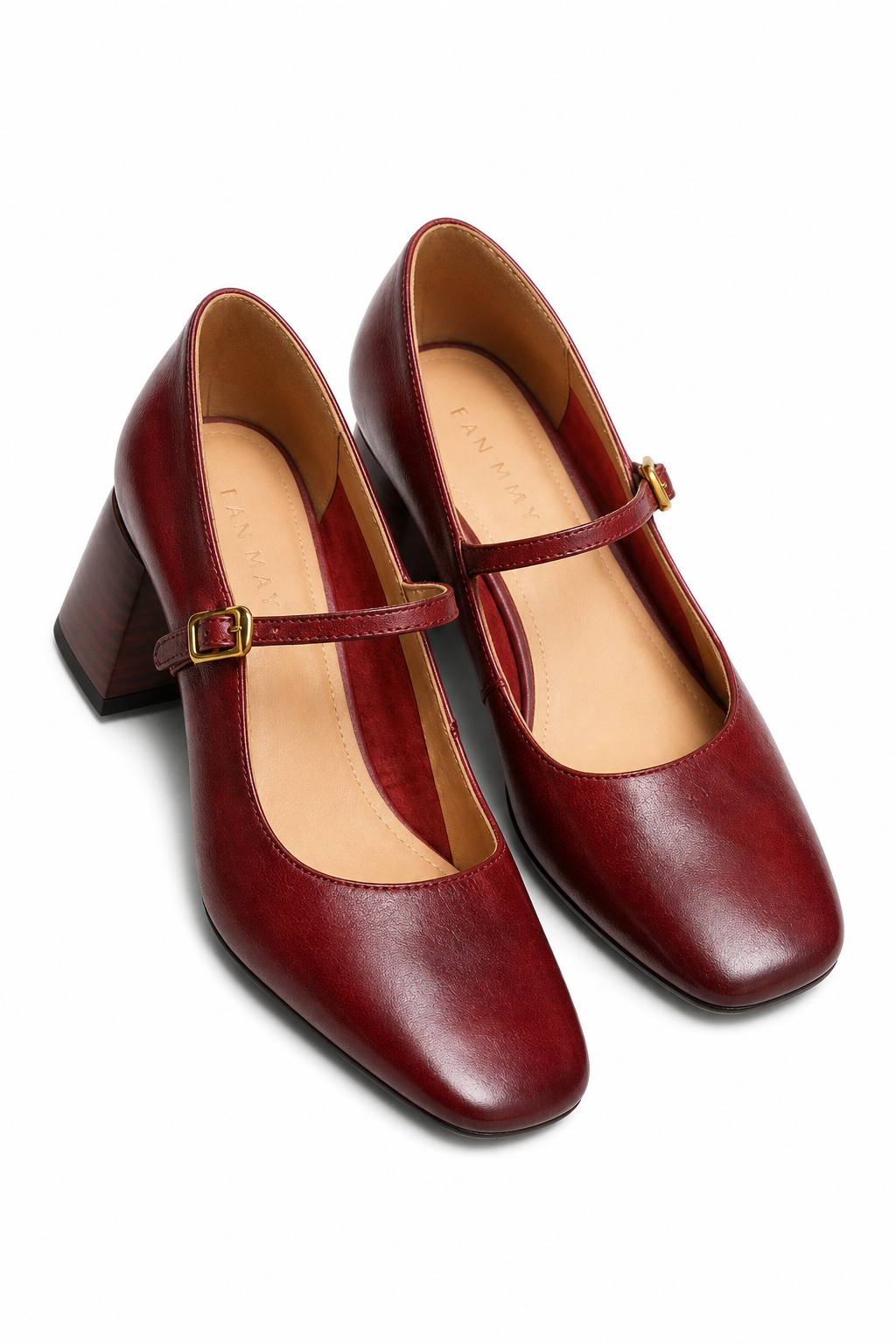 Capri Genuine Leather Mary Jane Heel — Wine, studio product shot