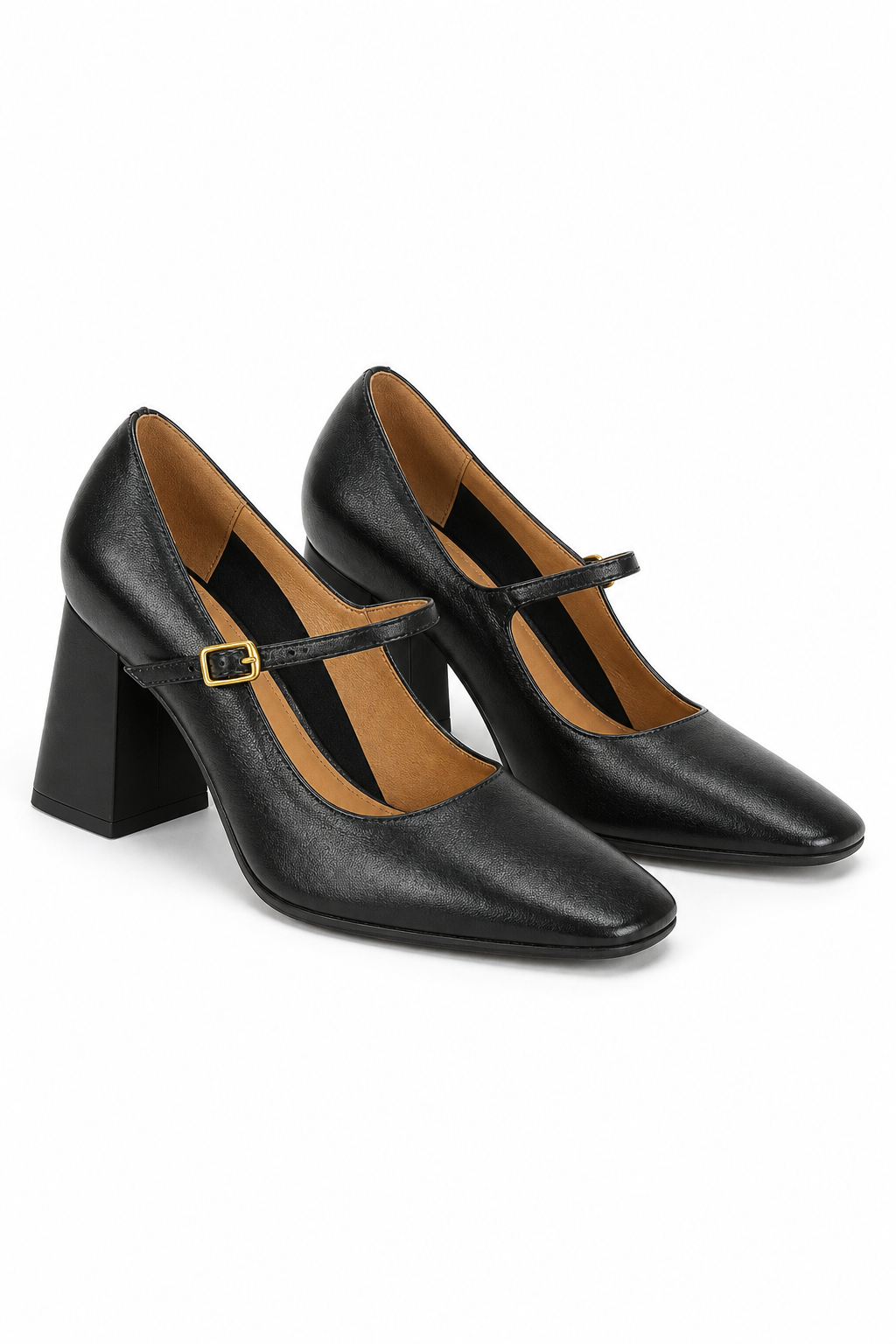 Capri Genuine Leather Mary Jane Heel — Black, studio product shot