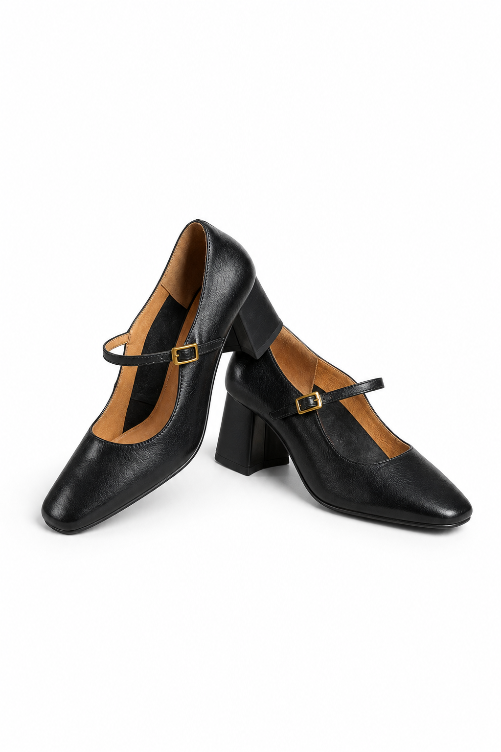 Capri Genuine Leather Mary Jane Heel — Black, studio product shot