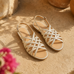 Woven Leather Sandal — Beige, banana_republic product shot