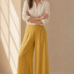 Estelle Wide-Leg Trouser — Yellow, banana_republic product shot