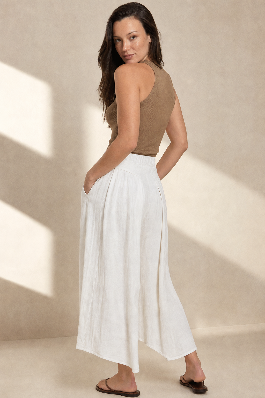 Estelle Wide-Leg Trouser — White, banana_republic product shot