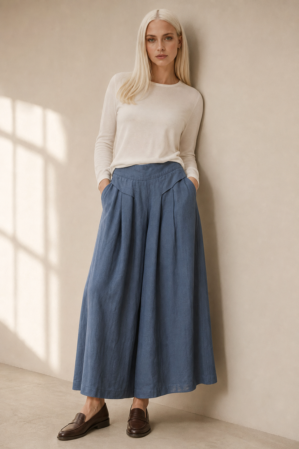 Estelle Wide-Leg Trouser — Blue, banana_republic product shot