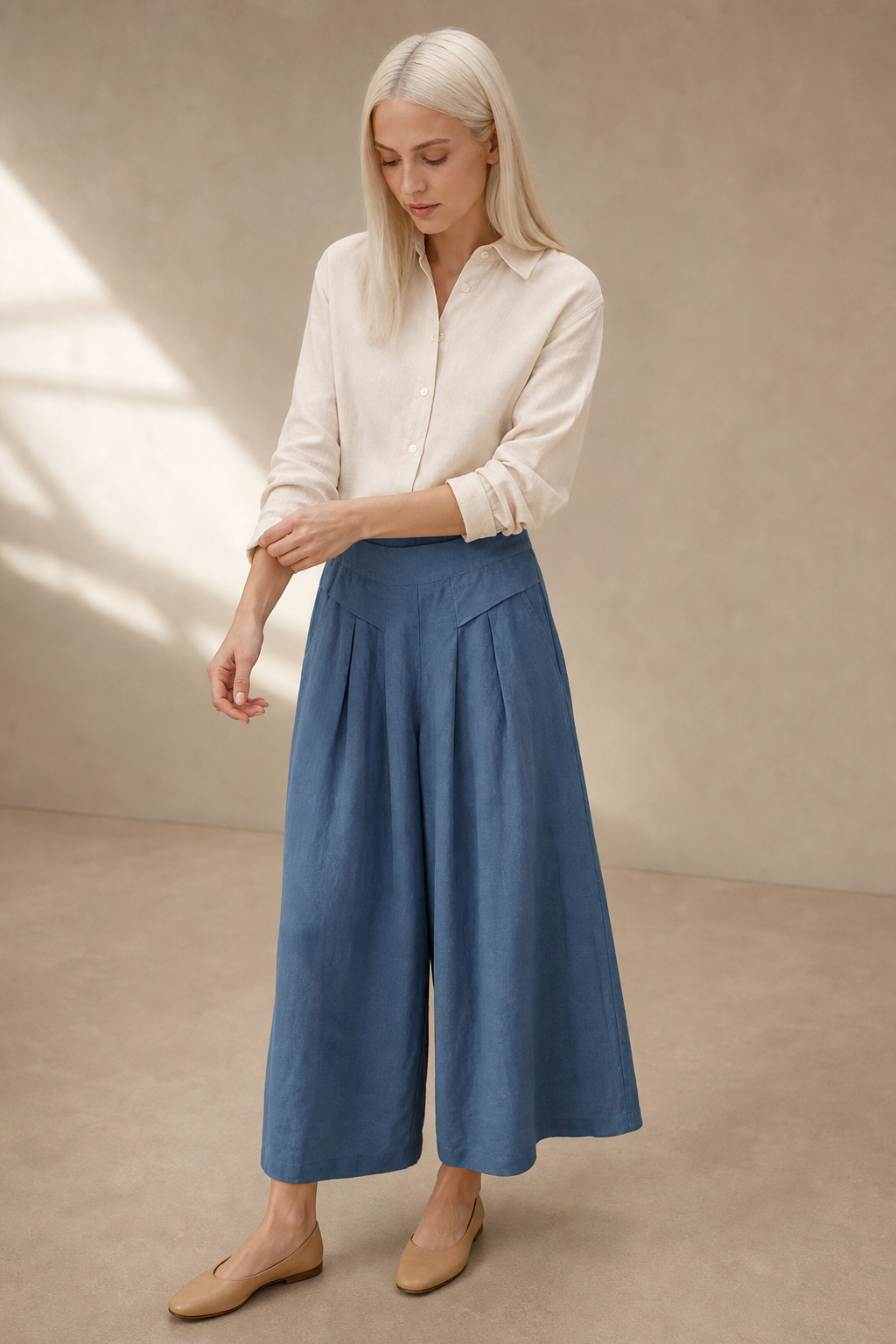 Estelle Wide-Leg Trouser — Blue, banana_republic product shot
