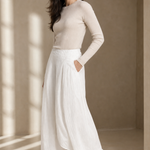 Estelle Wide-Leg Trouser — White, banana_republic product shot