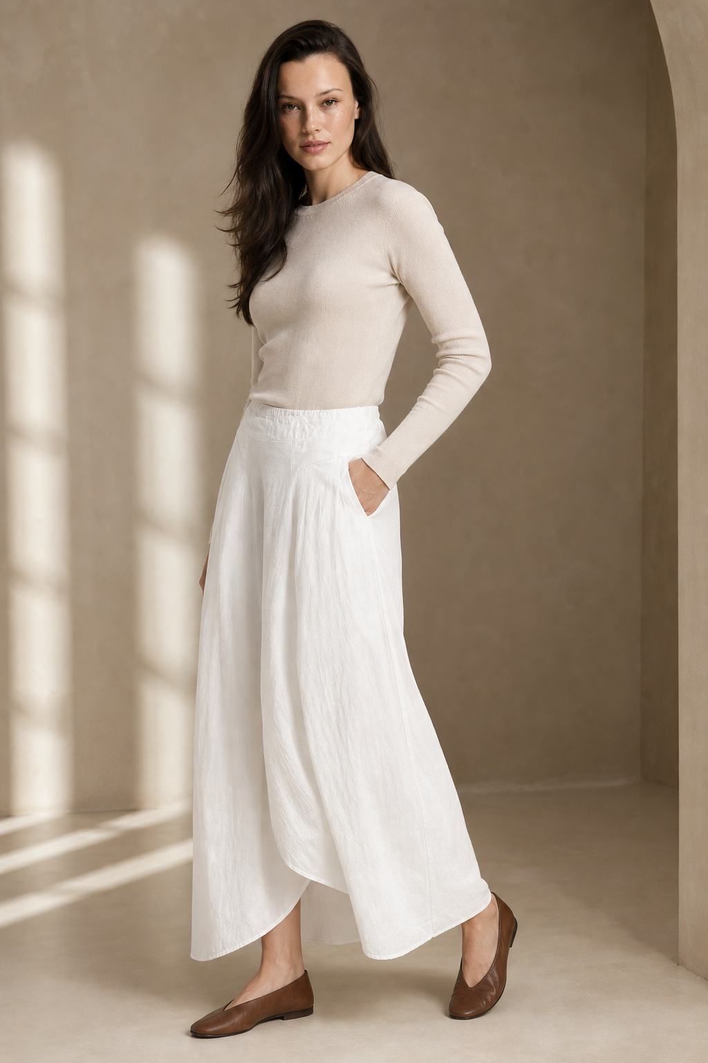 Estelle Wide-Leg Trouser — White, banana_republic product shot