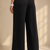 Cersei Wide-Leg Beach Pant — Black, beach product shot