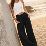 Cersei Wide-Leg Beach Pant — Black, beach product shot