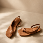 Comporta Genuine Leather Flat Sandal — Brown, studio product shot