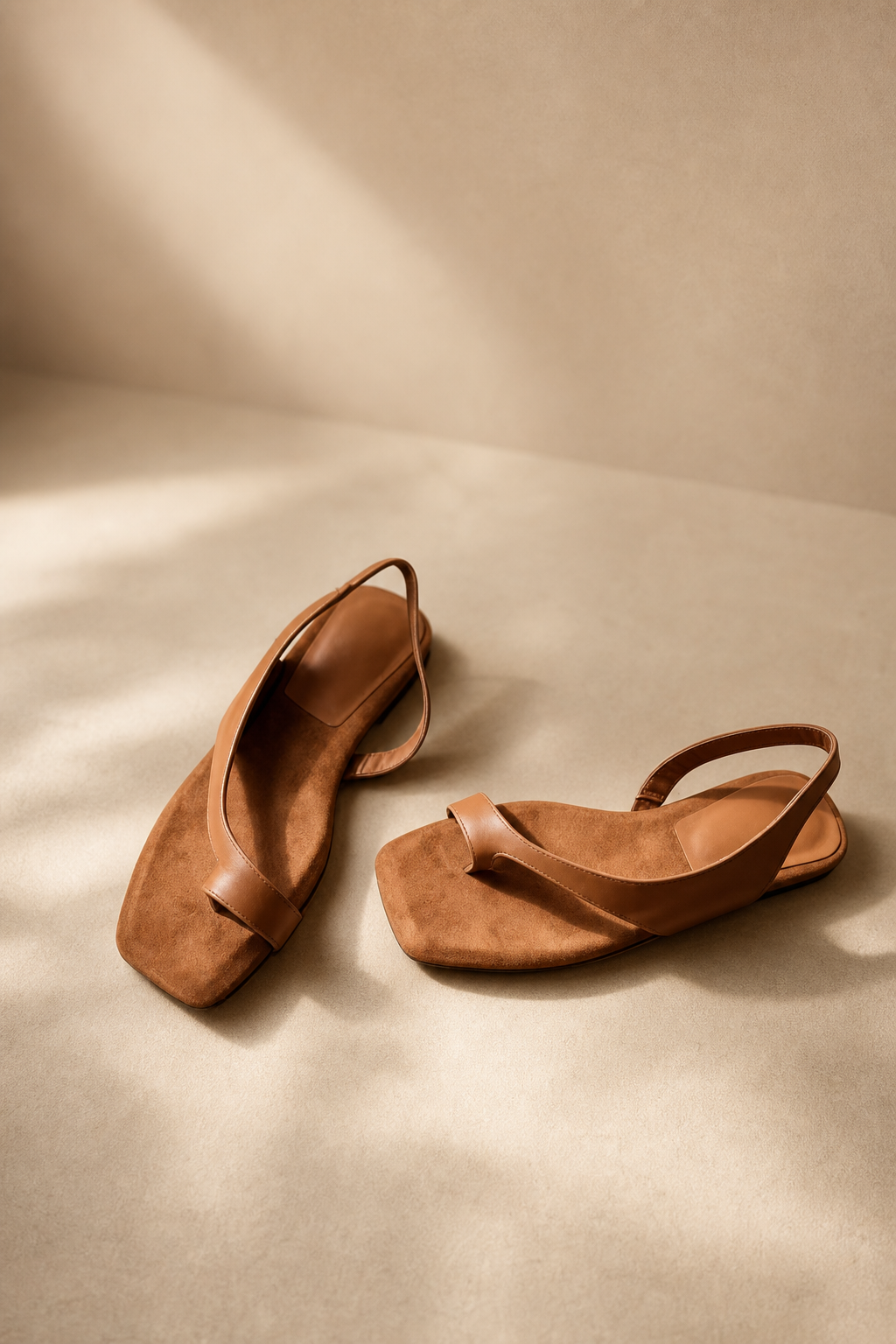 Comporta Genuine Leather Flat Sandal — Brown, studio product shot