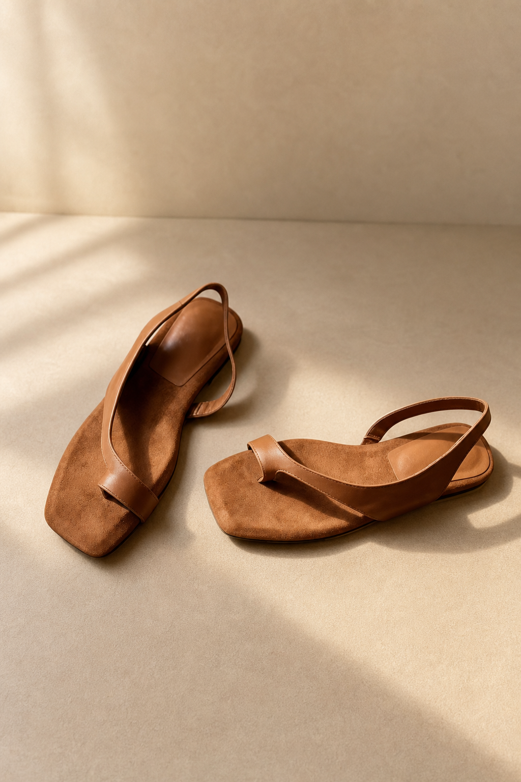 Comporta Genuine Leather Flat Sandal — Brown, studio product shot