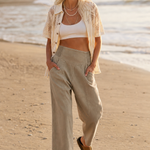 The Weekender Wide Leg Pant — Khaki, studio product shot
