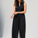 Colette Loose-Fit Jumpsuit — Black, studio product shot