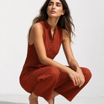 Colette Loose-Fit Jumpsuit — Fire Orange, studio product shot
