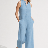 Colette Loose-Fit Jumpsuit — Sky, studio product shot