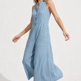 Colette Loose-Fit Jumpsuit — Sky, studio product shot