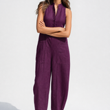 Colette Loose-Fit Jumpsuit — Purple, studio product shot