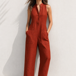 Colette Loose-Fit Jumpsuit — Fire Orange, studio product shot