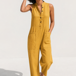 Colette Loose-Fit Jumpsuit — Yellow, studio product shot