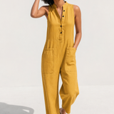 Colette Loose-Fit Jumpsuit — Yellow, studio product shot