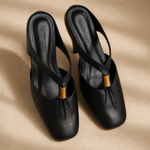 Amalfi Fold Mule — Black, studio product shot
