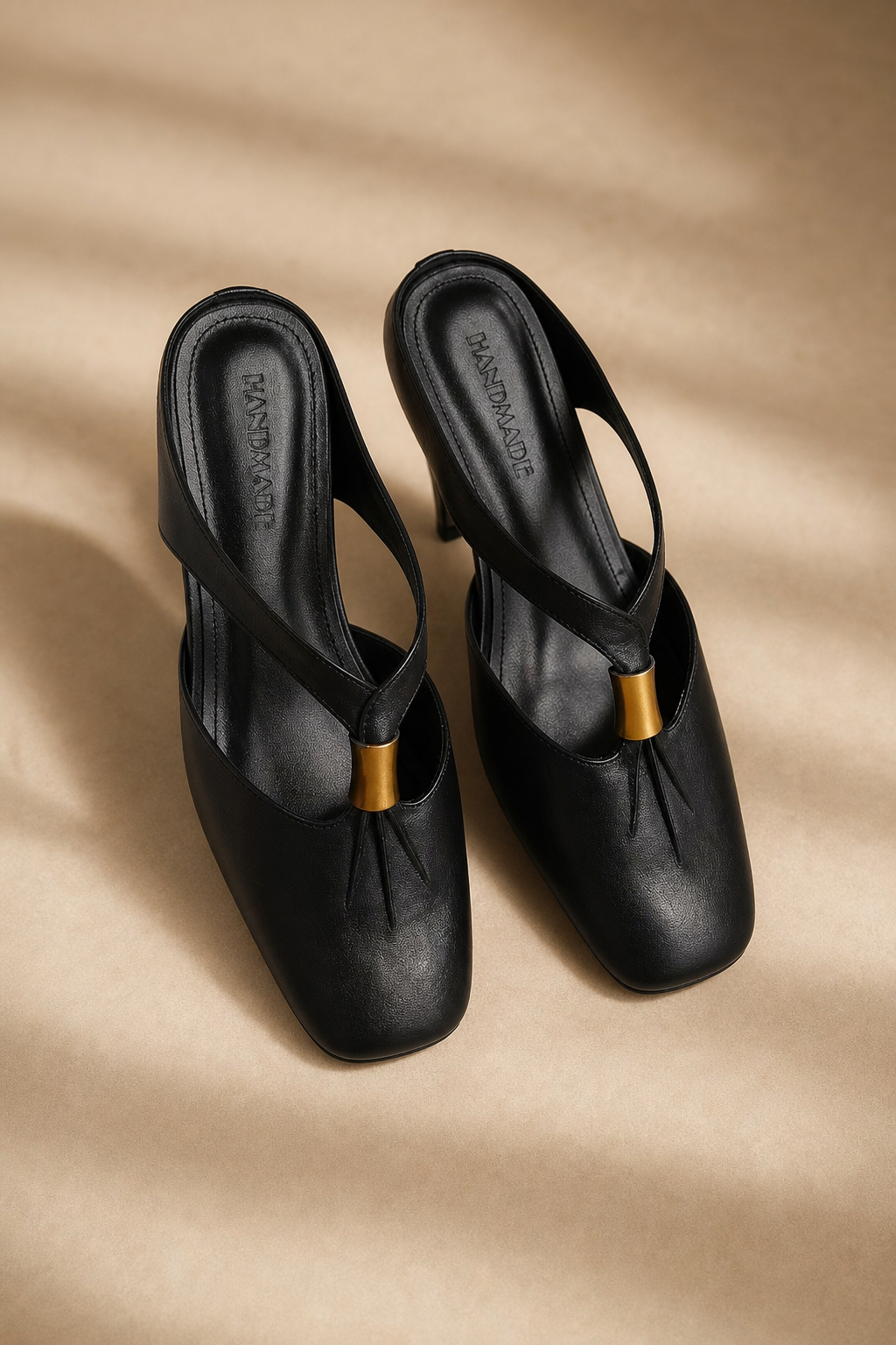 Amalfi Fold Mule — Black, studio product shot