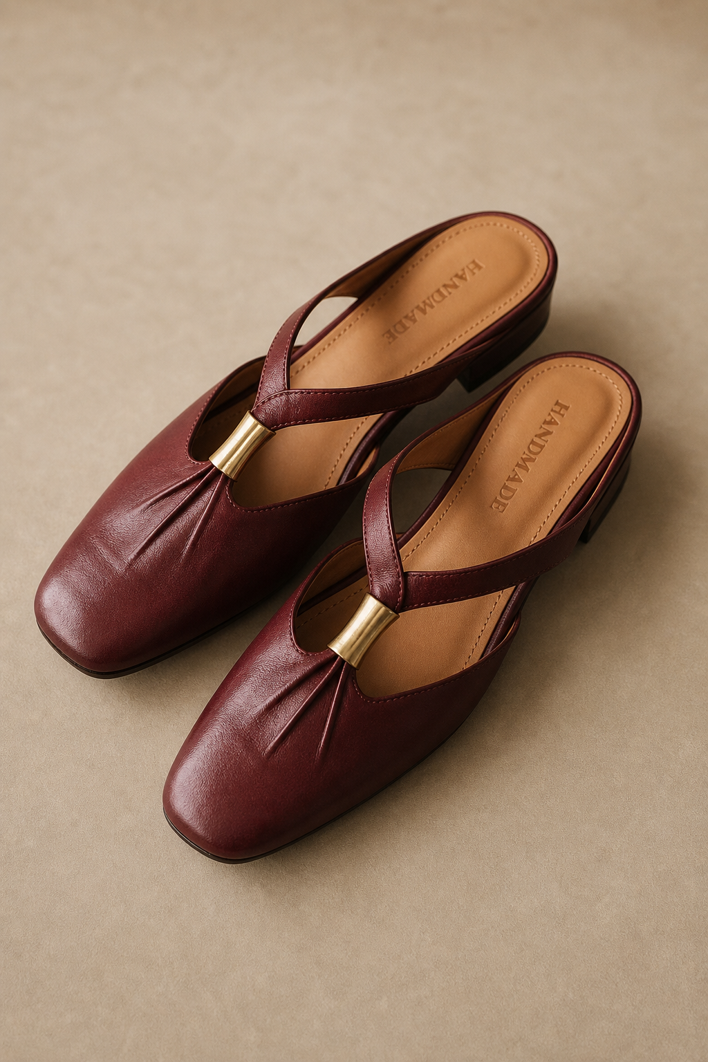 Amalfi Fold Mule — Maroon, studio product shot