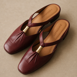 Amalfi Fold Mule — Maroon, studio product shot