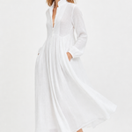 Cleo Cotton Linen Maxi Dress — White, studio product shot