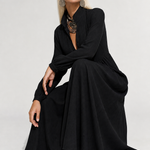 Cleo Cotton Linen Maxi Dress — Black, studio product shot