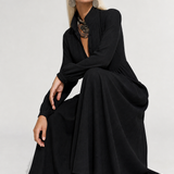 Cleo Cotton Linen Maxi Dress — Black, studio product shot