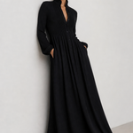 Cleo Cotton Linen Maxi Dress — Black, studio product shot