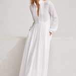 Cleo Cotton Linen Maxi Dress — White, studio product shot