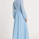 Cleo Cotton Linen Maxi Dress — Sky, studio product shot