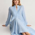 Cleo Cotton Linen Maxi Dress — Sky, studio product shot