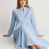 Cleo Cotton Linen Maxi Dress — Sky, studio product shot