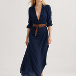 Selene Lapel Maxi Dress — Navy, jcrew product shot