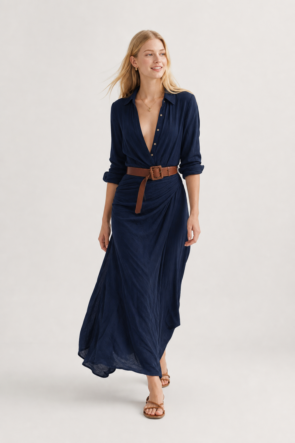 Selene Lapel Maxi Dress — Navy, jcrew product shot