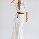 Selene Lapel Maxi Dress — White, jcrew product shot
