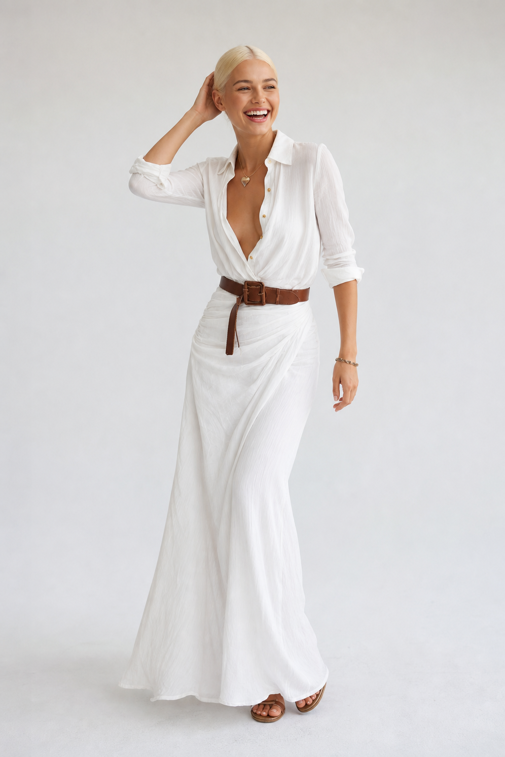 Selene Lapel Maxi Dress — White, jcrew product shot