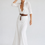 Selene Lapel Maxi Dress — White, jcrew product shot