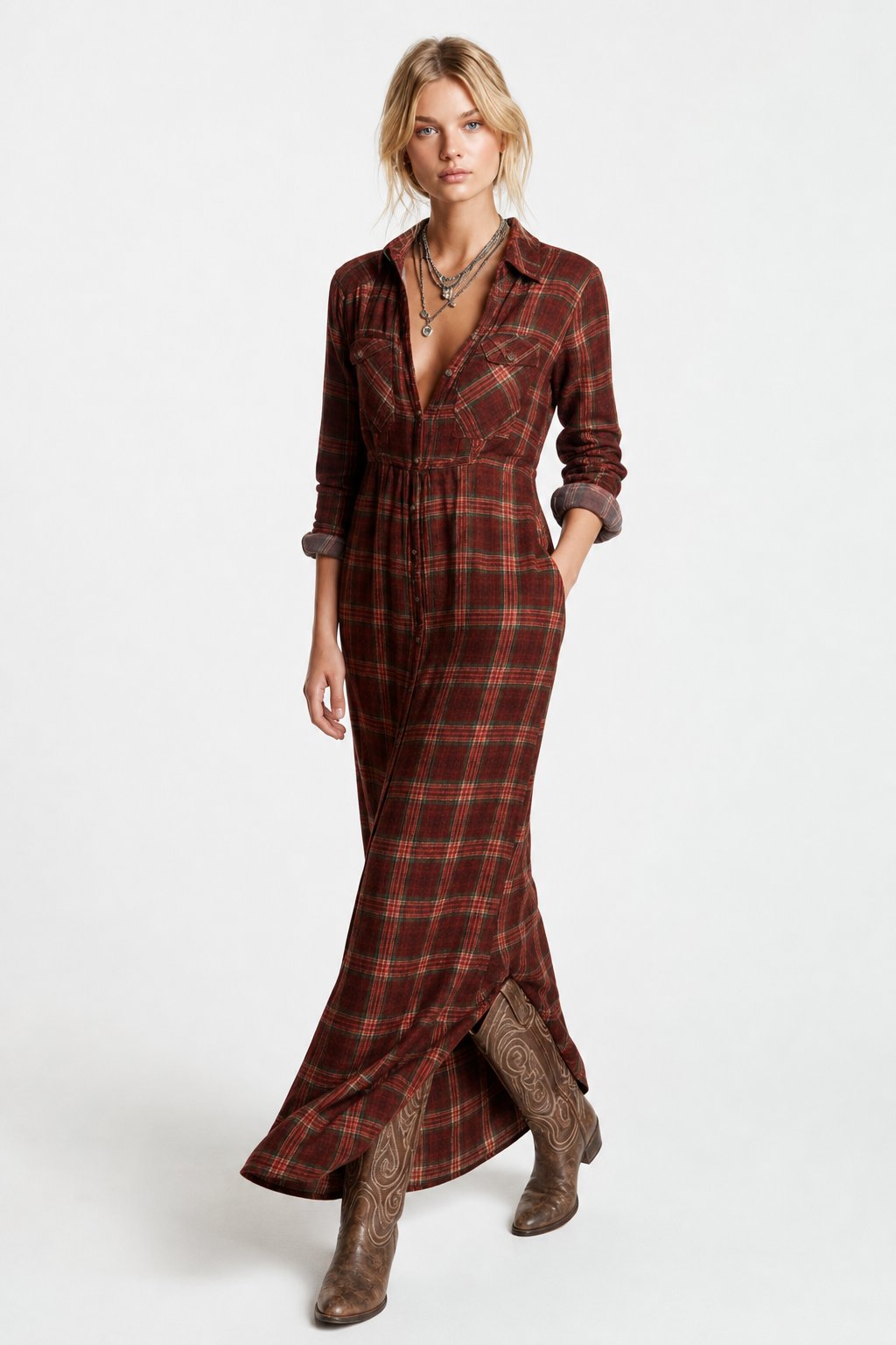 Estelle Plaid Maxi Dress — Red, jcrew product shot