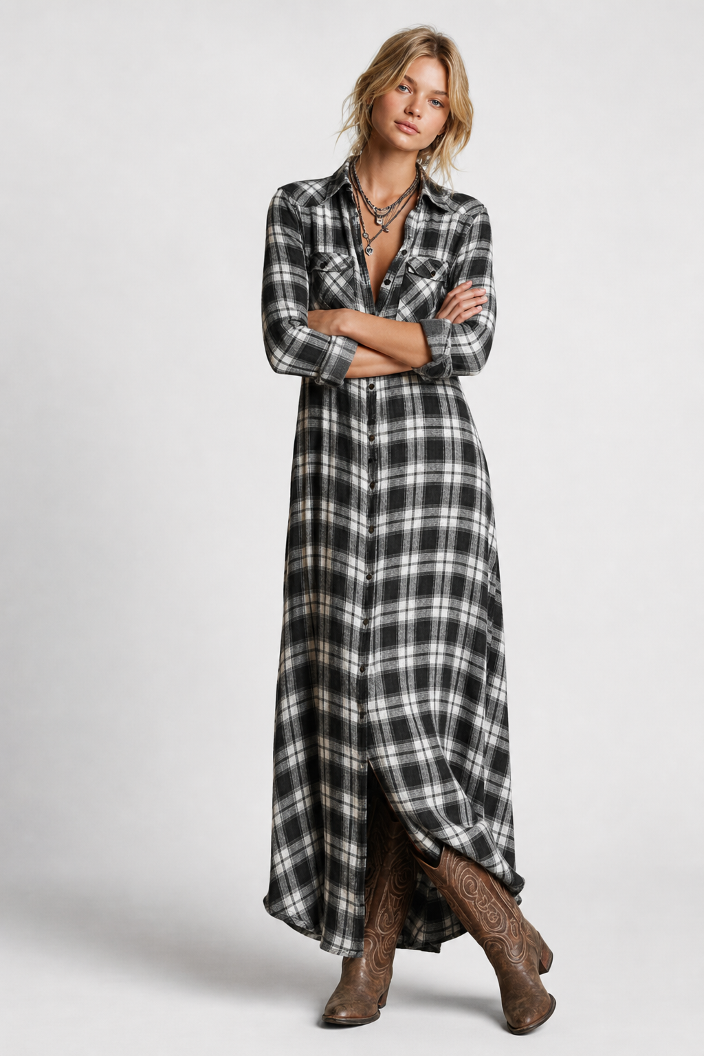 Estelle Plaid Maxi Dress — White, jcrew product shot