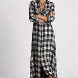 Estelle Plaid Maxi Dress — White, jcrew product shot