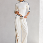 Camille Relaxed Two-Piece Set — White, studio product shot